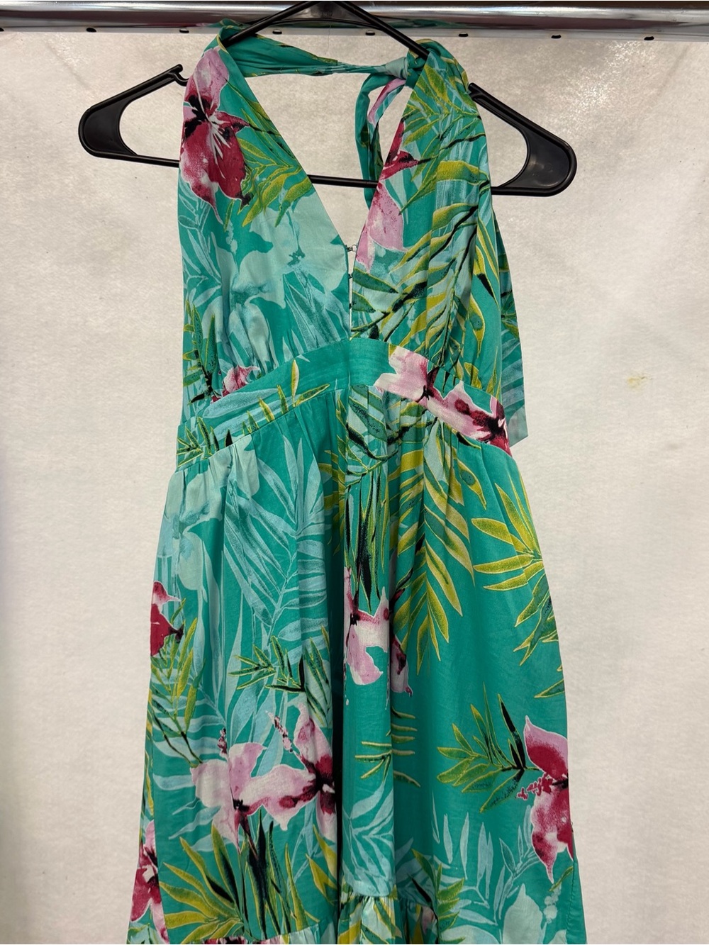 New York & Company Teal Floral Maxi Dress
